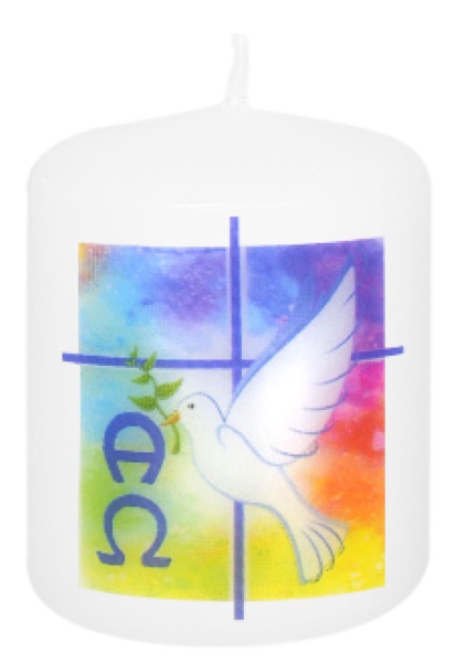 Osternachtkerze 60/50 mm, Dek. 3425, VE 50, "Friedenstaube blau"